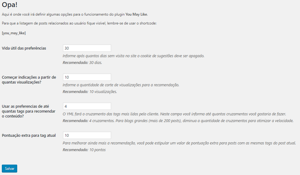 Plugin para recomendação de posts – You May Like 2 VVerner - Plugin para recomendação de posts – You May Like